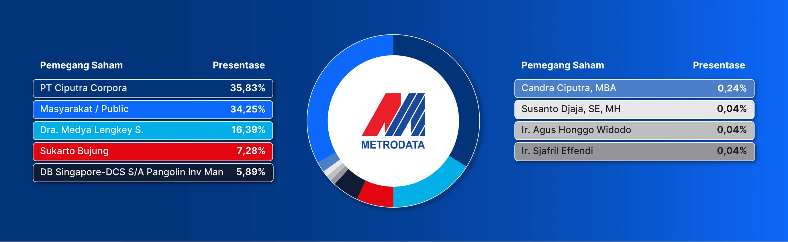 Metrodata shareholding composition chart.